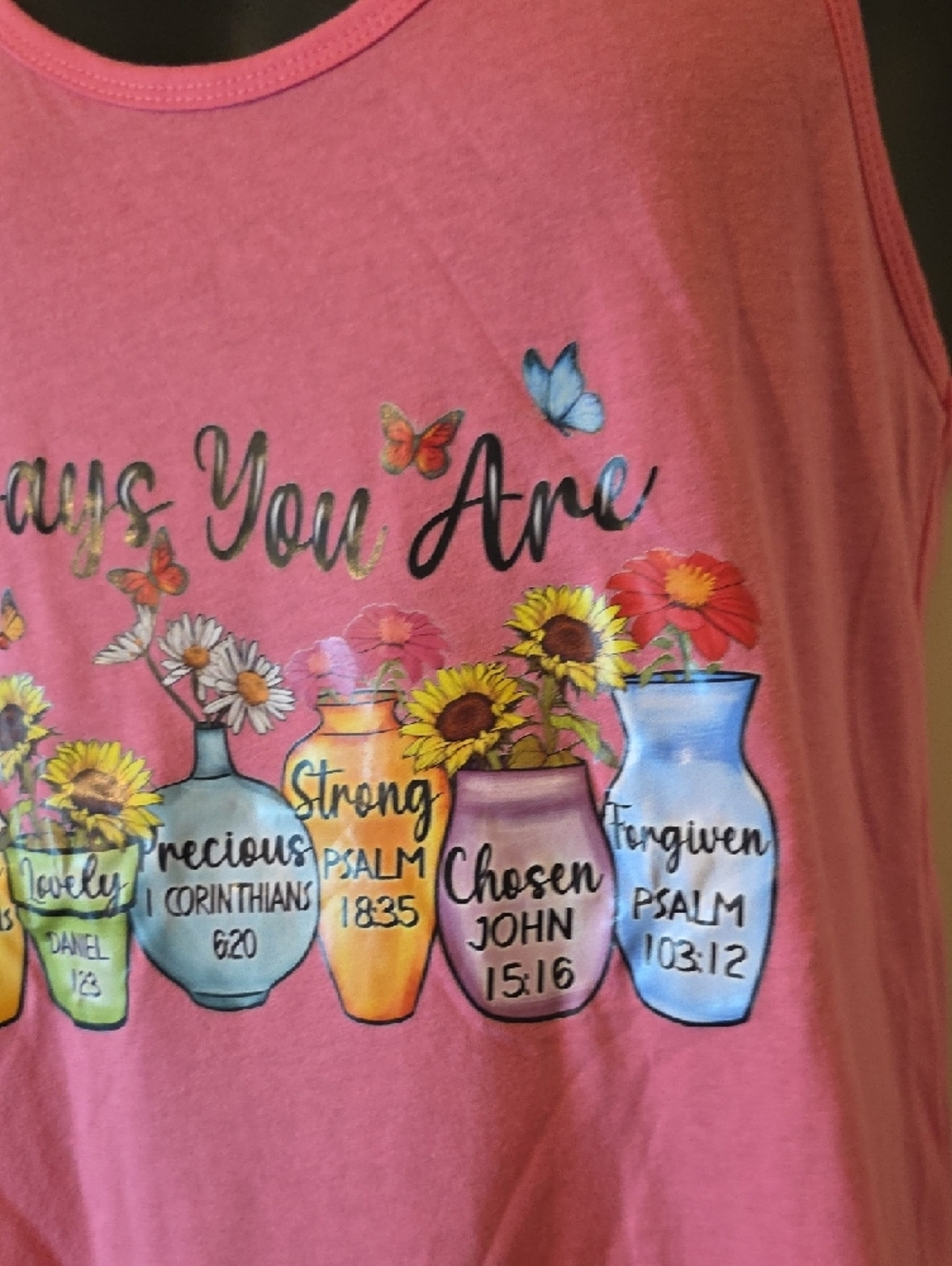 Women’s Pink Graphic Tank Top - God Says You Are - Picture 4 of 6